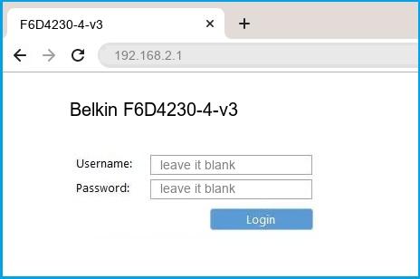 Belkin F6D4230-4-v3 router default login