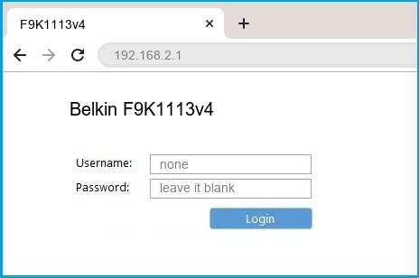 Belkin F9K1113v4 router default login