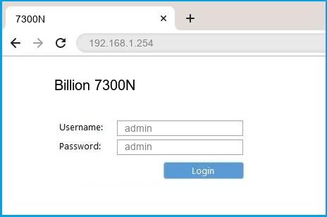 Billion 7300N router default login