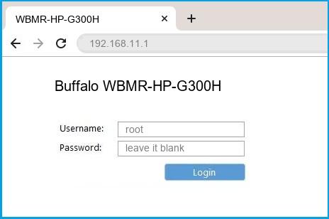 Buffalo WBMR-HP-G300H router default login