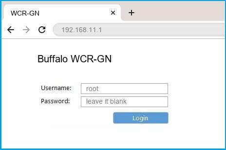 Buffalo WCR-GN router default login