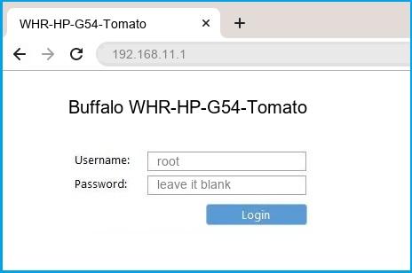 Buffalo WHR-HP-G54-Tomato router default login