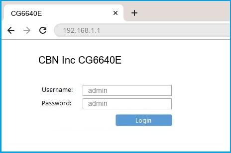 CBN Inc CG6640E router default login