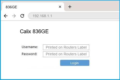 Calix 836GE router default login