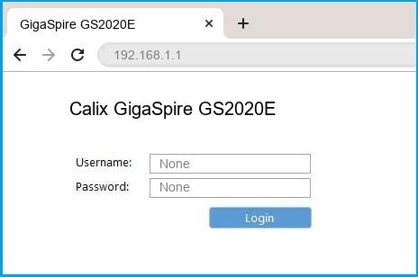 Calix GigaSpire GS2020E router default login