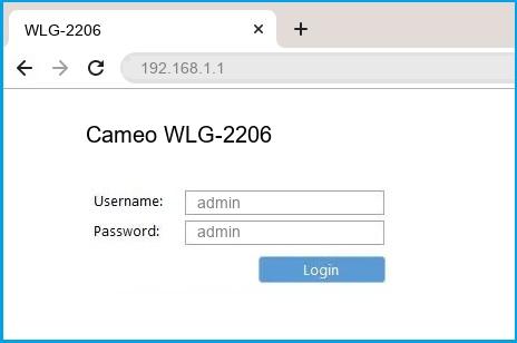 Cameo WLG-2206 router default login