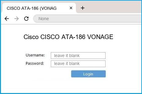 Cisco CISCO ATA-186 VONAGE router default login
