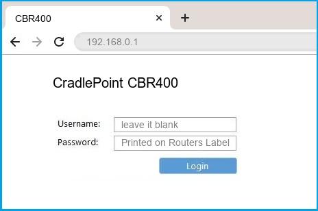 CradlePoint CBR400 router default login
