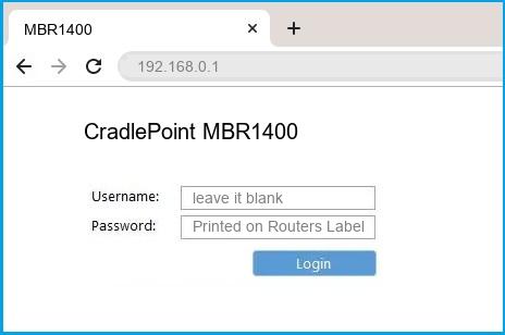 CradlePoint MBR1400 router default login