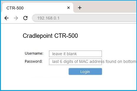 Cradlepoint CTR-500 router default login