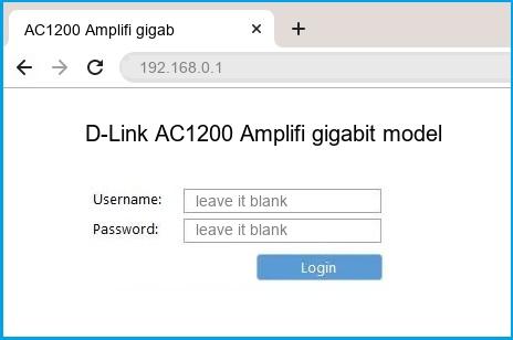 D-Link AC1200 Amplifi gigabit model router default login