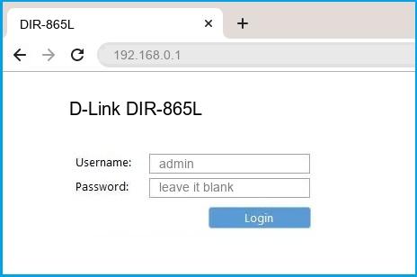 D-Link DIR-865L router default login