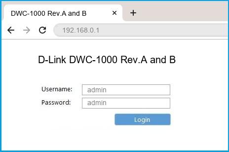 D-Link DWC-1000 Rev.A and B router default login