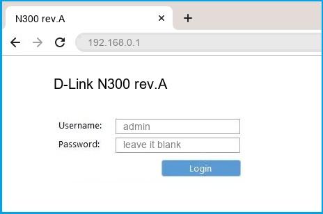 D-Link N300 rev.A router default login