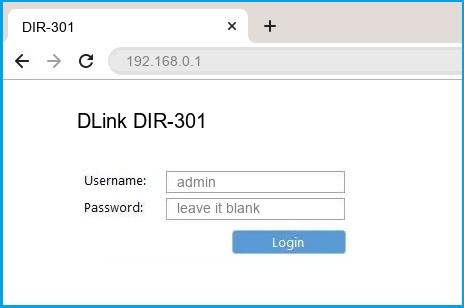 DLink DIR-301 router default login