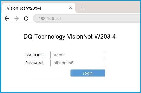 DQ Technology VisionNet W203-4 router default login DQ Technology VisionNet W203-4 router default login
