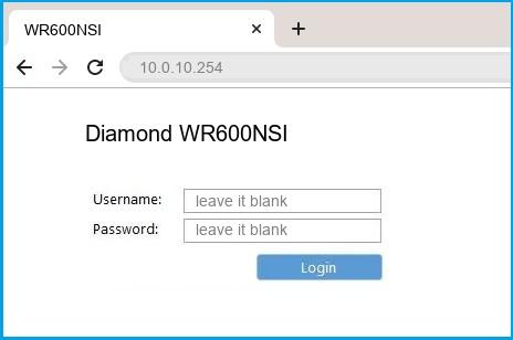 Diamond WR600NSI router default login