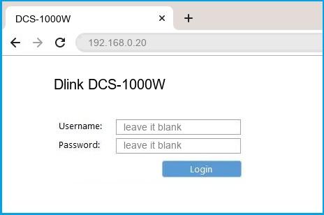 Dlink DCS-1000W router default login