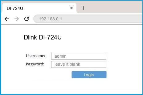 Dlink DI-724U router default login