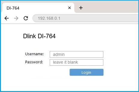Dlink DI-764 router default login