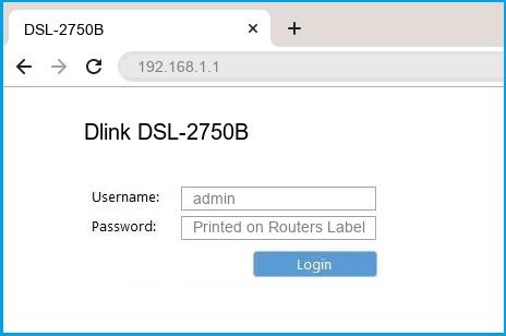 Dlink DSL-2750B router default login