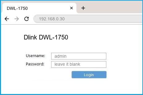 Dlink DWL-1750 router default login