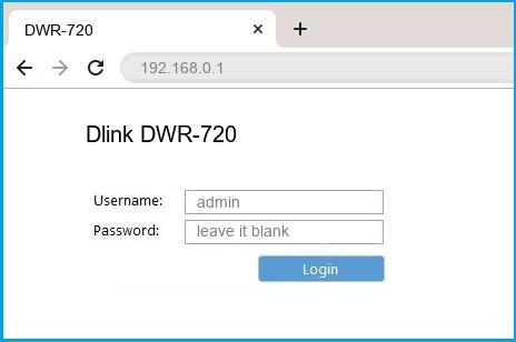 Dlink DWR-720 router default login
