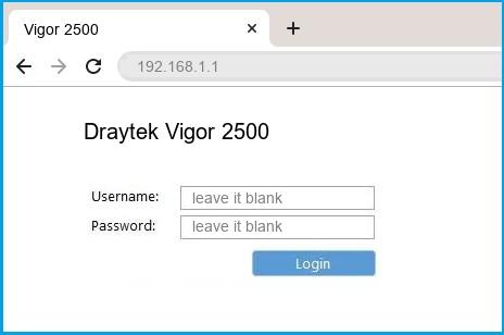 Draytek Vigor 2500 router default login