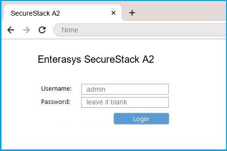 Enterasys SecureStack A2 router default login