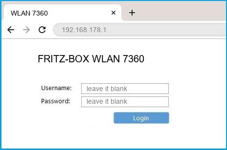 FRITZ-BOX WLAN 7360 router default login