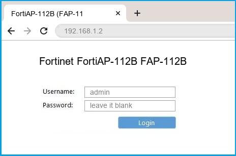 Fortinet FortiAP-112B FAP-112B router default login