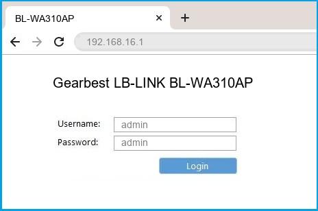 Gearbest LB-LINK BL-WA310AP router default login