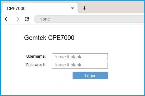 Gemtek CPE7000 router default login