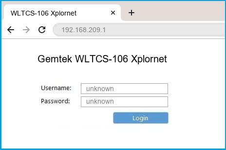Gemtek WLTCS-106 Xplornet router default login