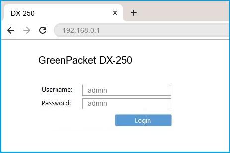 GreenPacket DX-250 router default login