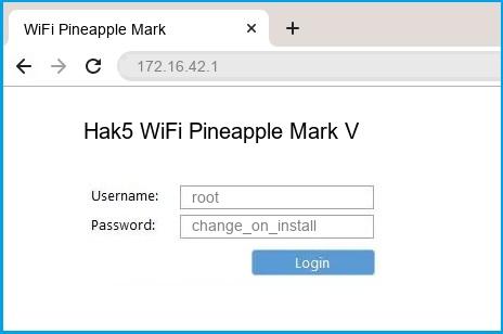 Hak5 WiFi Pineapple Mark V router default login