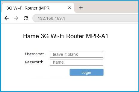Hame 3G Wi-Fi Router MPR-A1 router default login