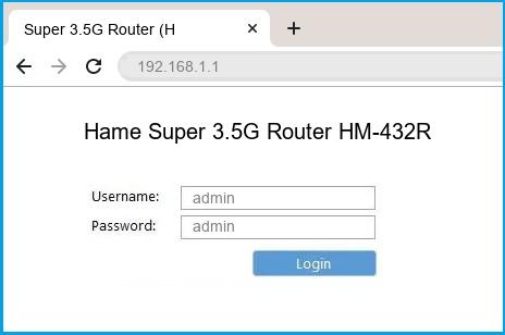 Hame Super 3.5G Router HM-432R router default login