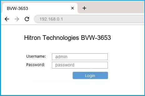 Hitron Technologies BVW-3653 router default login