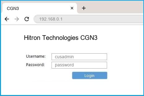 Hitron Technologies CGN3 router default login