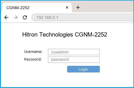 Hitron Technologies CGNM-2252 router default login