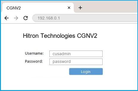 Hitron Technologies CGNV2 router default login
