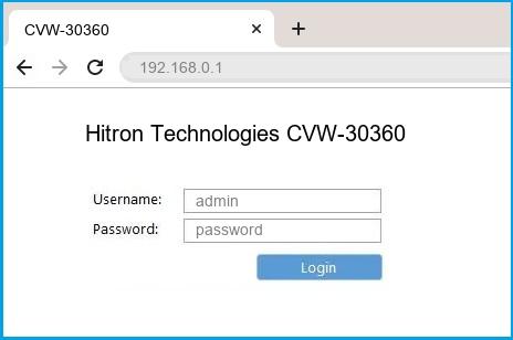 Hitron Technologies CVW-30360 router default login
