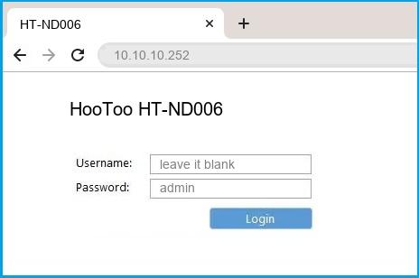 HooToo HT-ND006 router default login