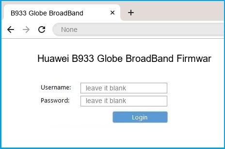 Huawei B933 Globe BroadBand Firmware router default login