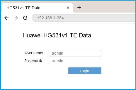 Huawei HG531v1 TE Data router default login