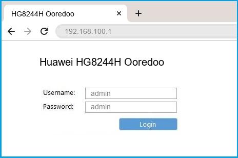 192.168.100.1 - Huawei HG8244H Ooredoo Router login and ...