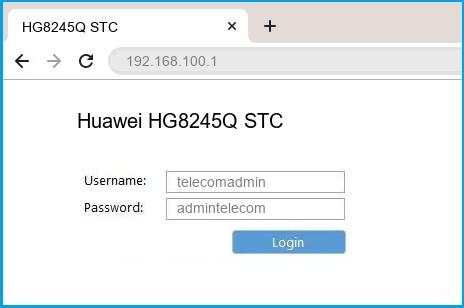 192 168 100 1 Huawei Hg8245q Stc Router Login And Password