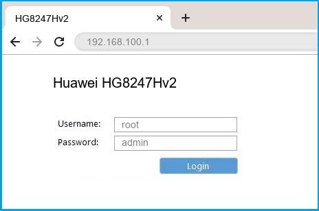 Huawei HG8247Hv2 router default login