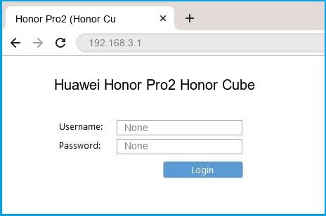 Huawei Honor Pro2 Honor Cube router default login